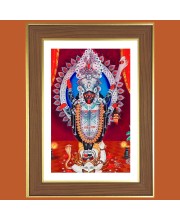 Goddess Kali Photo Frame - 10x14 Inches, Brown Wooden Frame for Home, Office & Temple Decoration