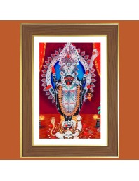 Goddess Kali Photo Frame - 10x14 Inches, Brown Wooden Frame for Home, Office & Temple Decoration
