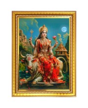 Mata Shailputri Photo Frame - 10x14 Inches, Brown Wooden Frame for Home, Office & Temple Decoration