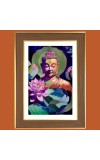 Buddha in calmness state Photo Frame - 12x16 Inches, Brown Wooden Frame for Home, Office & Temple Decoration