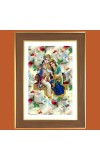 Sri krishna and Radha Photo Frame - 14x18 Inches, Brown Wooden Frame for Home, Office & Temple Decoration