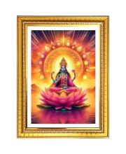 Devi Gayatri Photo Frame - 10x14 Inches, Brown Wooden Frame for Home, Office & Temple Decoration