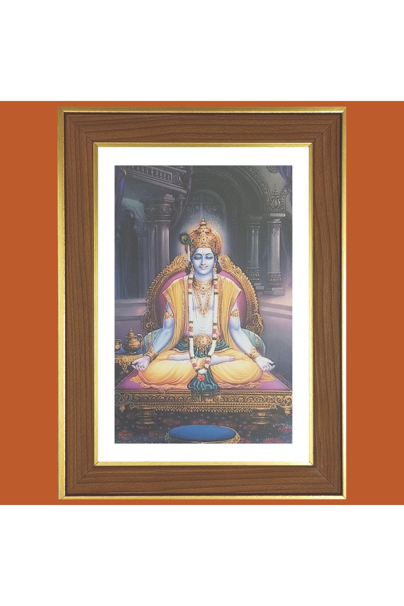 Lord shri Krishna Photo Frame - 12x16 Inches, Brown Wooden Frame for Home, Office & Temple decoration
