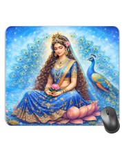 Customized Goddess Radha Picture Sublimation Mouse Pad | 8 X 7.5 Inch | Smooth Cloth Surface | Non-Slip Rubber Base | Personalized Mousepad for Laptop & Desktop (F17010)