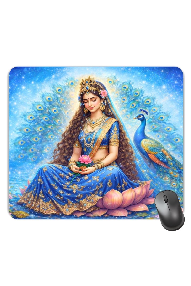 Customized Goddess Radha Picture Sublimation Mouse Pad | 8 X 7.5 Inch | Smooth Cloth Surface | Non-Slip Rubber Base | Personalized Mousepad for Laptop & Desktop (F17010)
