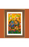 Radha Krishna Design Photo Frame - 12x16 Inches, Brown Wooden Frame for Home, Office & Temple decoration