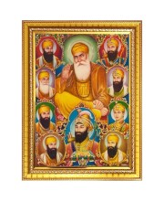 Guru Gobind singh Photo Frame - 10x14 Inches, Brown Wooden Frame for Home, Office & Temple Decoration