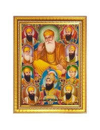 Guru Gobind singh Photo Frame - 12x16 Inches, Brown Wooden Frame for Home, Office & Temple Decoration