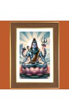 Lord Shiva Photo Frame - 14x18 Inches, Brown Wooden Frame for Home, Office & Temple Decoration