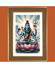 Lord Shiva Photo Frame - 14x18 Inches, Brown Wooden Frame for Home, Office & Temple Decoration