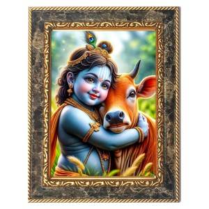 Little Krishna Digital Print Photo 14.7x16.7 inches (I6064) - Vibrant Religious Wall Art for Home or Office Decor.