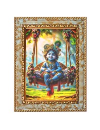 Little Krishna Digital Print Photo 6.7x8.7 inches (I6110) - Vibrant Religious Wall Art for Home or Office Decor.