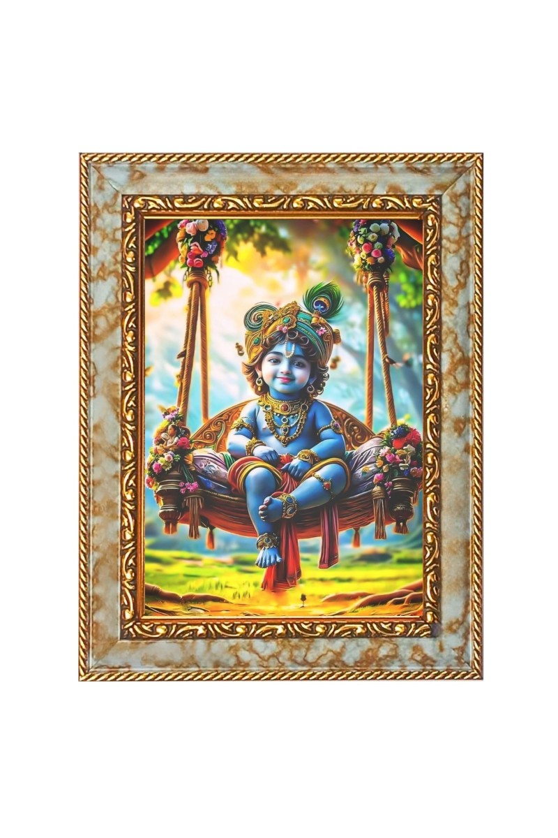 Little Krishna Digital Print Photo 6.7x8.7 inches - Vibrant Religious Wall Art for Home or Office Decor.