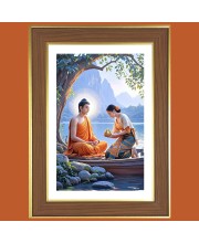 Buddha Teachings Photo Frame - 10x14 Inches, Brown Wooden Frame for Home, Office & Temple Decoration
