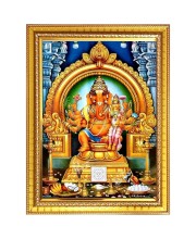 Sri vallaba ganapathi Photo Frame - 10x14 Inches, Brown Wooden Frame for Home, Office & Temple Decoration