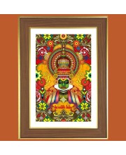 Kathakali Classical Dance Photo Frame - 10x14 Inches, Brown Wooden Frame for Home, Office & Temple Decoration