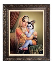 Baby Krishna with Maa Yoshoda Big Photo Frame - 24x28 Inches for Home & Office Decoration