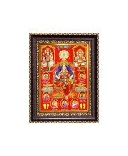 Sri Maa Ashta Lakshmi, Sri Ganeshji, Sri Maa Saraswati and Kuber Digital Print Photo 6.7x8.7 inches - Vibrant Religious Wall Art for Home, Office and Temple Decor.
