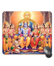 Customized Rama Sita Darbar Picture Sublimation Mouse Pad | 8 X 7.5 Inch | Smooth Cloth Surface | Non-Slip Rubber Base | Personalized Mousepad for Laptop & Desktop (F17220)