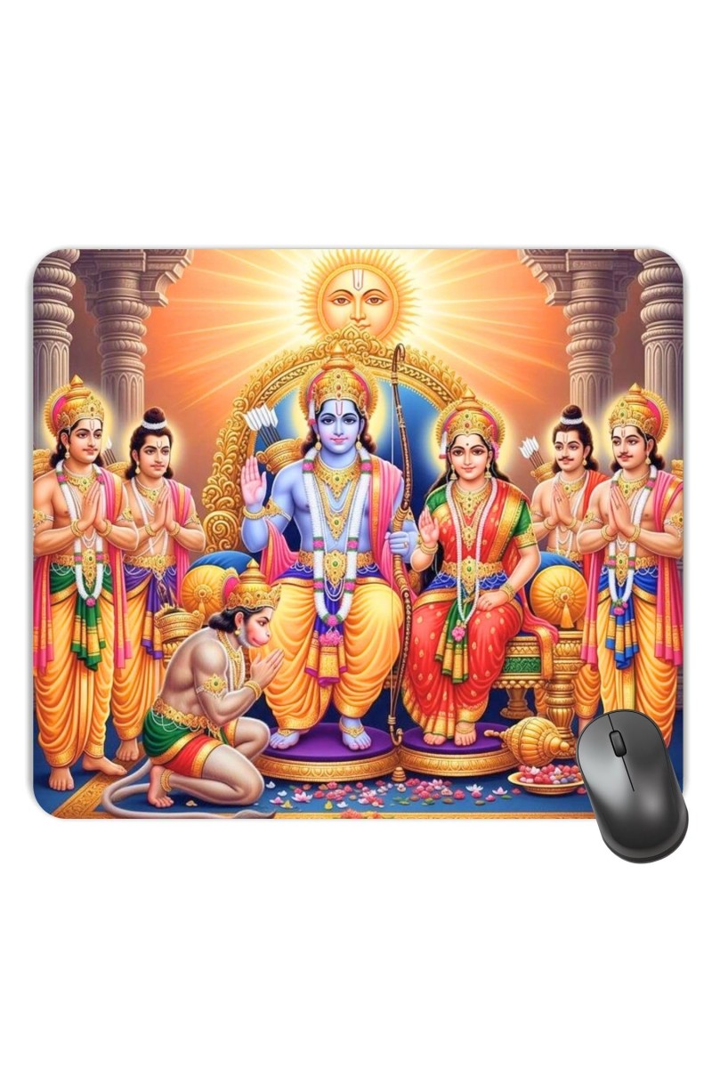 Customized Rama Sita Darbar Picture Sublimation Mouse Pad | 8 X 7.5 Inch | Smooth Cloth Surface | Non-Slip Rubber Base | Personalized Mousepad for Laptop & Desktop (F17220)
