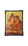 Hitech Sales Hindu God Shiv and Goddess Parvati Gold Plated Wooden Laminated Photo Frame 5x7 Inch Decorative Frame for Home, Office, and Temple
