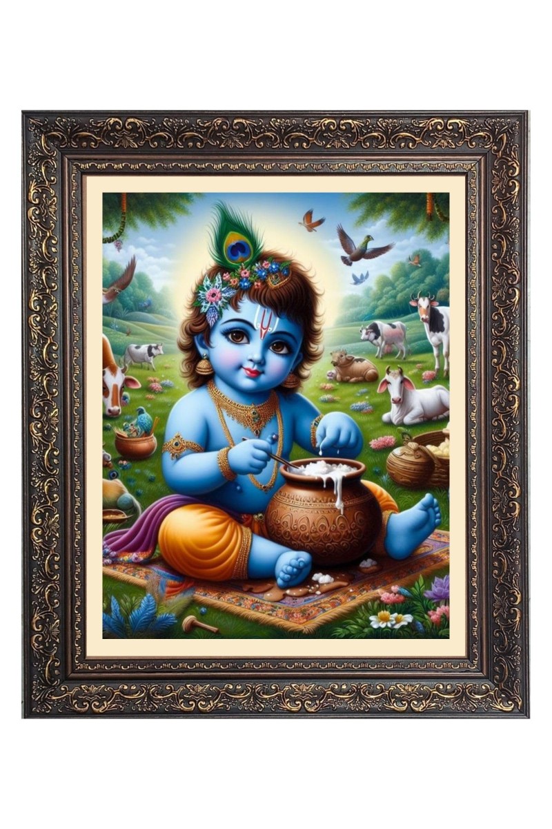 Baby Krishna Big Photo Frame - 20x24 Inches for Home & Office Decoration