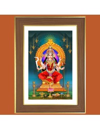 Goddess Durga Photo Frame - 14x18 Inches, Brown Wooden Frame for Home, Office & Temple Decoration