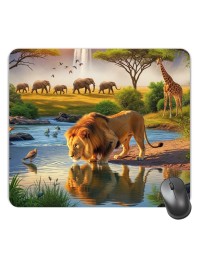 Customized Wild Lion Picture Sublimation Mouse Pad | 8 X 7.5 Inch | Smooth Cloth Surface | Non-Slip Rubber Base | Personalized Mousepad for Laptop & Desktop (F17065)