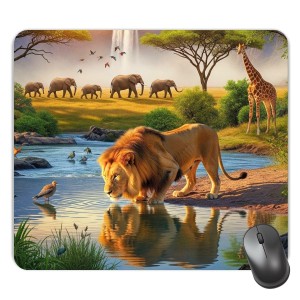 Customized Wild Lion Picture Sublimation Mouse Pad | 8 X 7.5 Inch | Smooth Cloth Surface | Non-Slip Rubber Base | Personalized Mousepad for Laptop & Desktop (F17065)