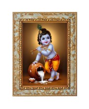 Lord Baby Krishna Digital Print Photo 10.7x12.7 inches (I6011) - Vibrant Religious Wall Art for Home or Office Decor.