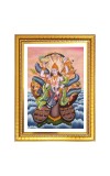 Lord Vishnu Photo Frame - 10x14 Inches, Brown Wooden Frame for Home, Office & Temple Decoration