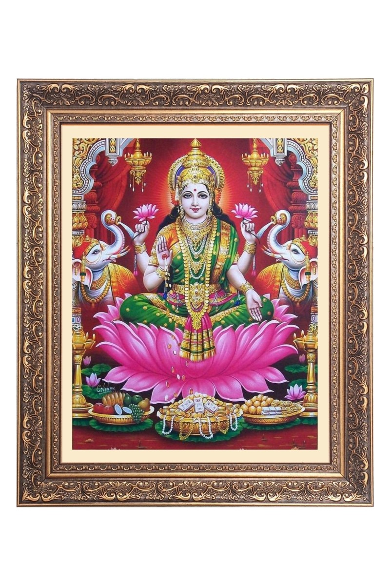 Mata Lakshmi (Laxmi) Big Photo Frame - 20x24 Inches for Home & Office Decoration