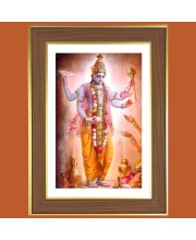 God Vishnu Photo Frame - 10x14 Inches, Brown Wooden Frame for Home, Office & Temple Decoration