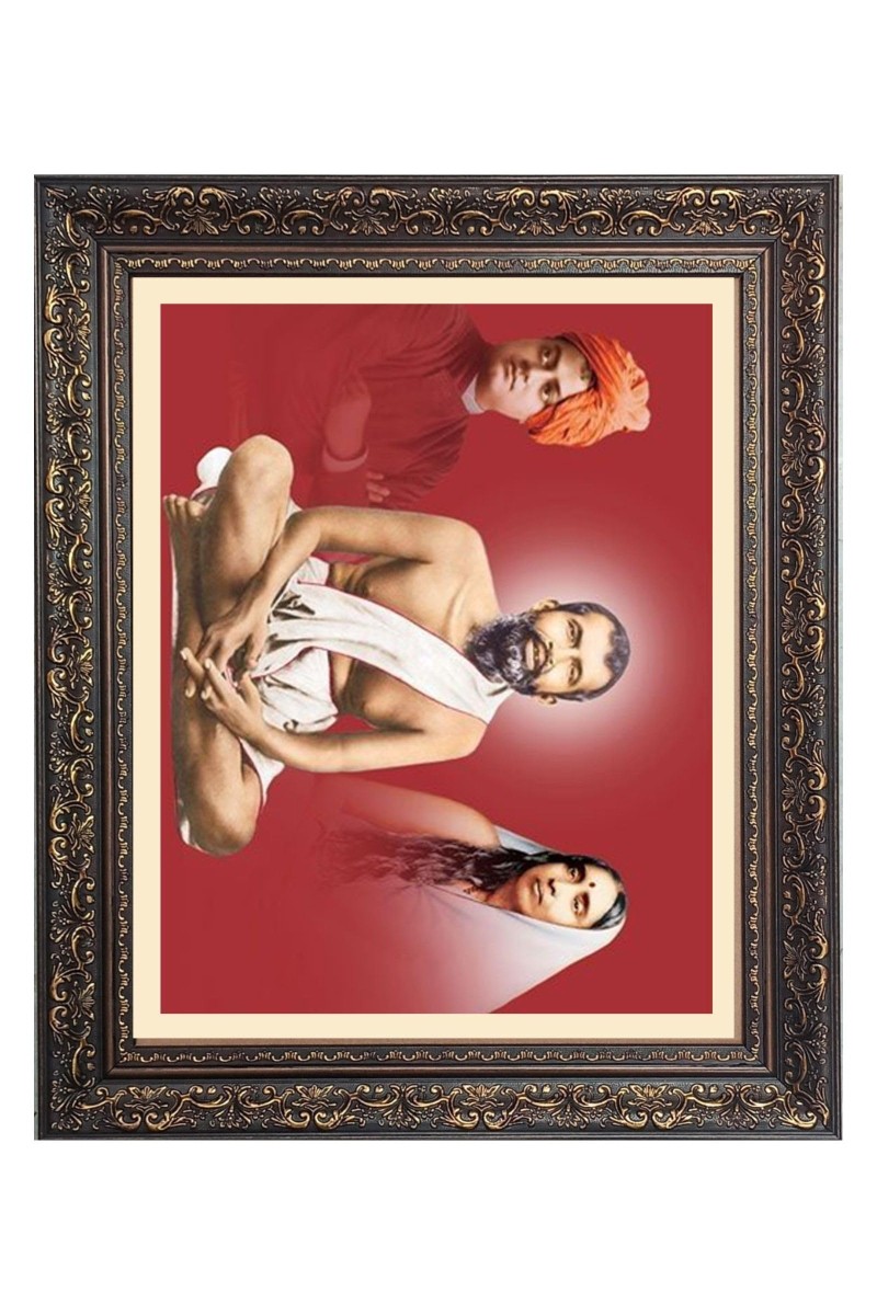 Sri Ramakrishna, Maa Sarada and Swami Vivekananda Big Photo Frame - 16x20 Inches for Home & Office Decoration