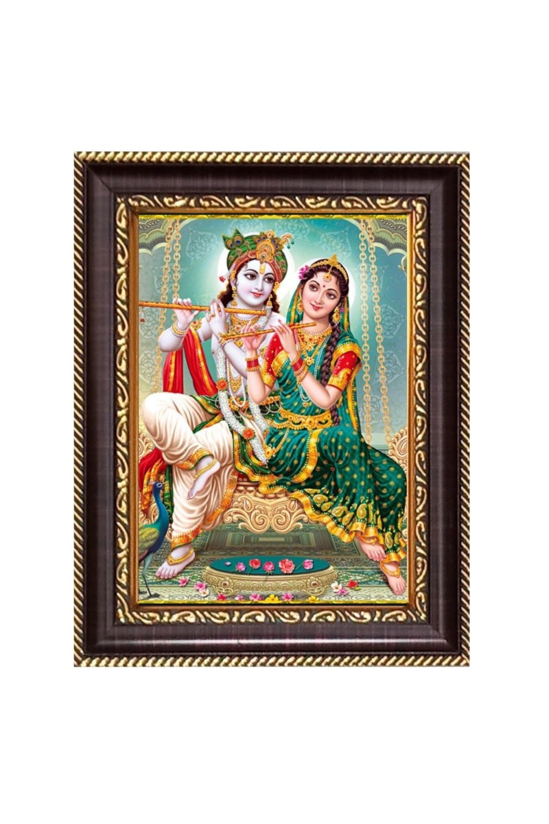 Shri Radha Krishna Digital Print Photo 6.7x8.7 inches - Vibrant Religious Wall Art for Home or Office Decor.