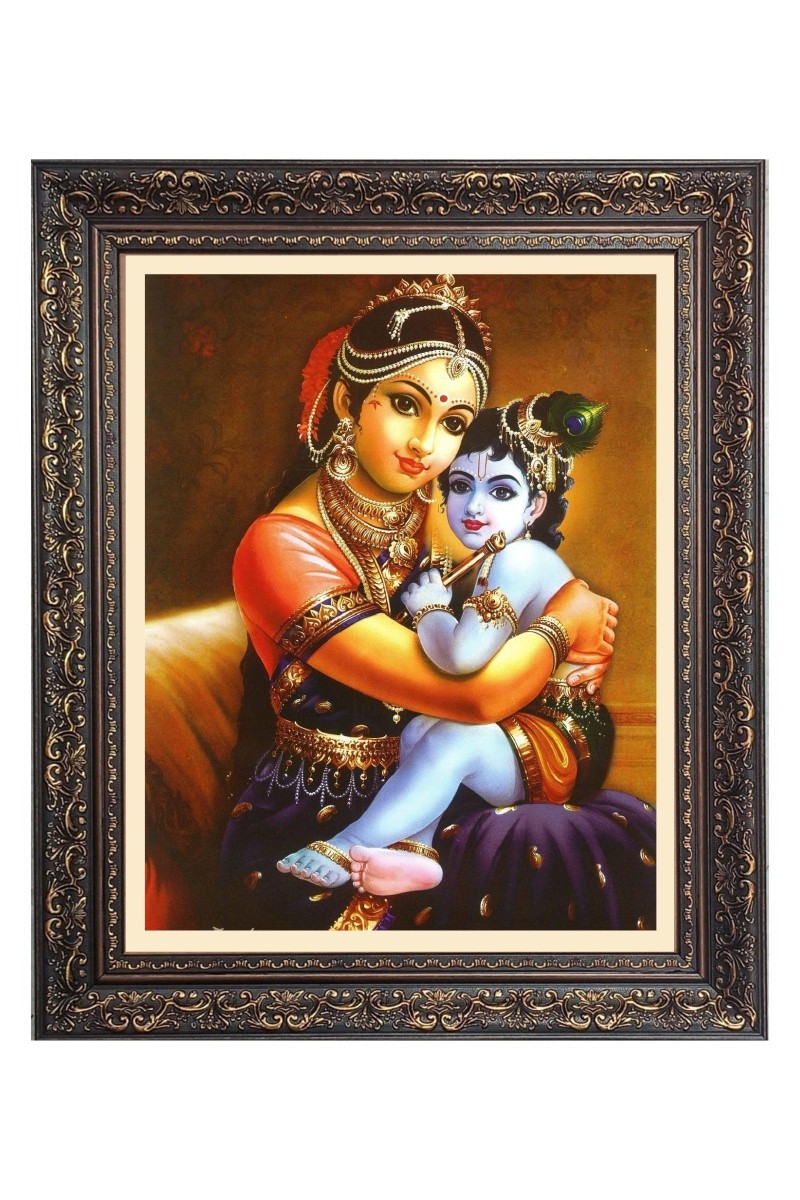 Baby Krishna with Maa yoshda Big Photo Frame - 16x20 Inches for Home & Office Decoration