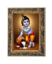 Lord Baby Krishna Digital Print Photo 10.7x12.7 inches (I6012) - Vibrant Religious Wall Art for Home or Office Decor.