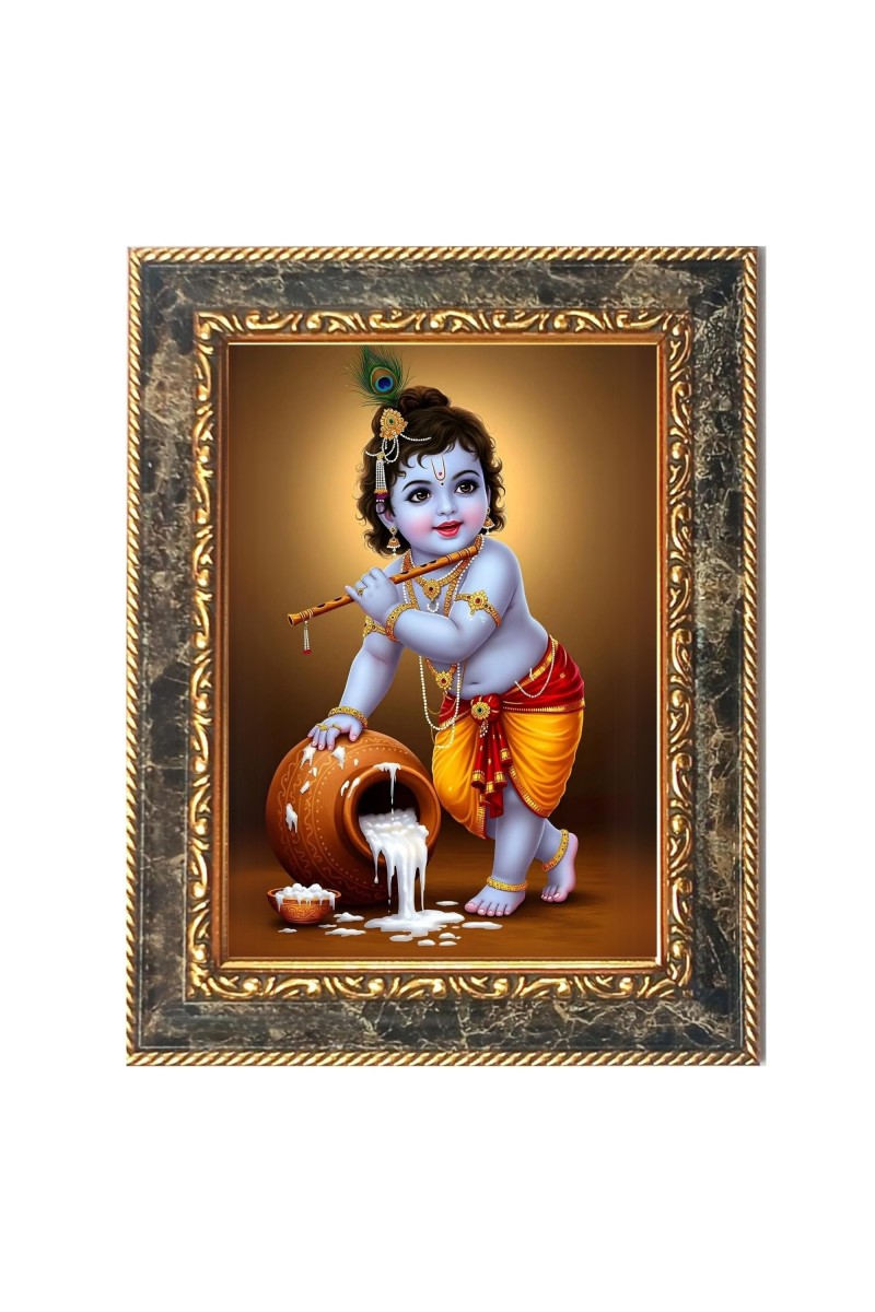 Lord Baby Krishna Digital Print Photo 6.7x8.7 inches - Vibrant Religious Wall Art for Home or Office Decor.