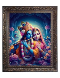 Sri Radha with Sri Krishna Big Photo Frame - 24x28 Inches for Home & Office Decoration