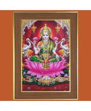 Goddess Laxmi Photo Frame - 10x14 Inches, Brown Wooden Frame for Home, Office & Temple Decoration