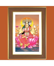 Goddess Gayathri Devi Photo Frame - 10x14 Inches, Brown Wooden Frame for Home, Office & Temple decoration