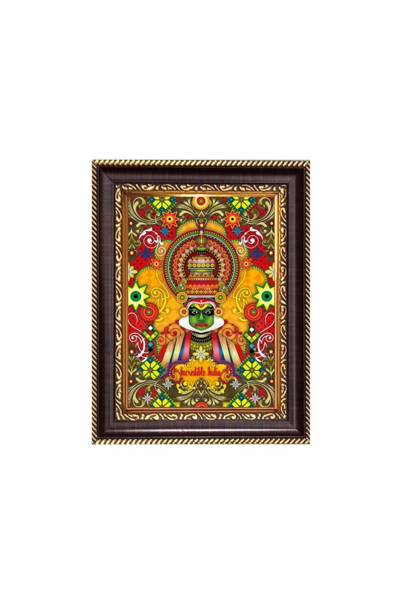 Kathakali Digital Print Photo 6.7x8.7 inches - Vibrant Religious Wall Art for Home, Office and Temple Decor.