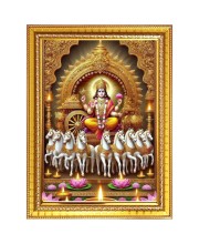 Lord surya dev Photo Frame - 10x14 Inches, Brown Wooden Frame for Home, Office & Temple Decoration