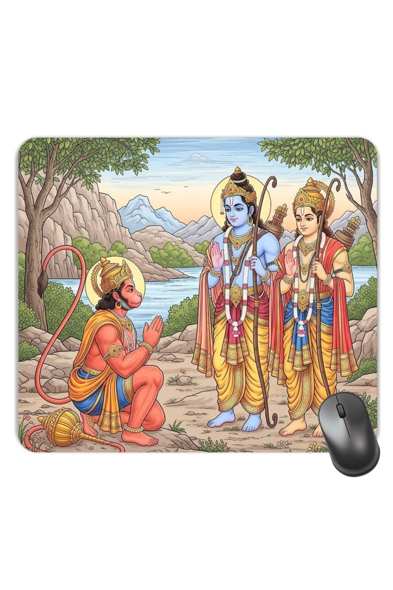 Customized Lord Rama Sita Art Picture Sublimation Mouse Pad | 8 X 7.5 Inch | Smooth Cloth Surface | Non-Slip Rubber Base | Personalized Mousepad for Laptop & Desktop (F16971)