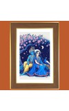 Krishna Radha Photo Frame - 10x14 Inches, Brown Wooden Frame for Home, Office & Temple Decoration