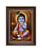 Lord Baby Krishna Digital Print Photo 10.7x12.7 inches (I6016) - Vibrant Religious Wall Art for Home or Office Decor.