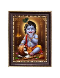 Lord Baby Krishna Digital Print Photo 8.7x10.7 inches (I6016) - Vibrant Religious Wall Art for Home or Office Decor.