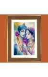 Radha Krishna Eternal Love Photo Frame - 12x16 Inches, Brown Wooden Frame for Home, Office & Temple Decoration