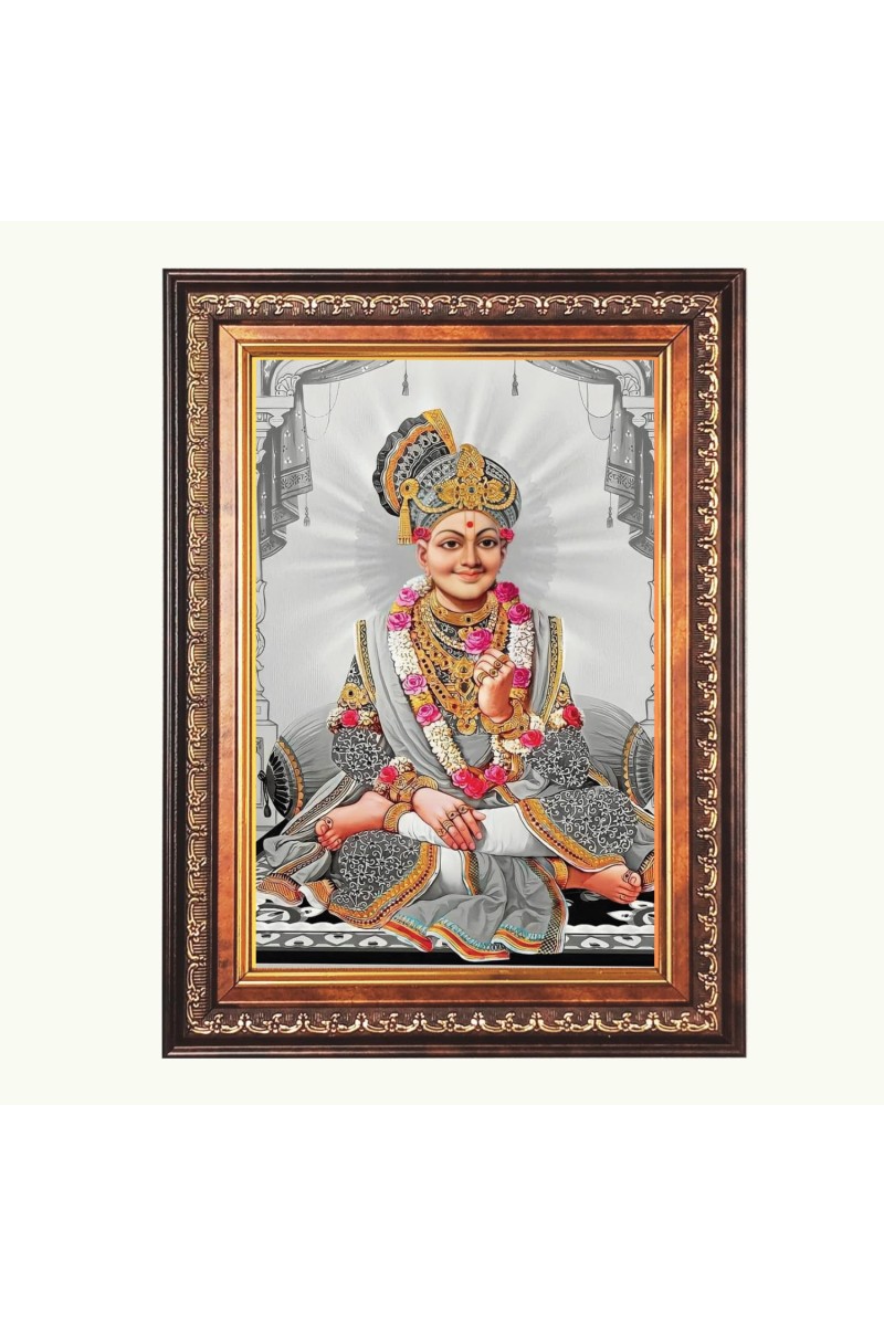 Sri Swaminarayan Color Photo 10x14 Inch - Vibrant Religious Wall Art for Home or Office Decor.
