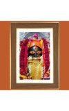 Kalighat Kali Maa Photo Frame - 12x16 Inches, Brown Wooden Frame for Home, Office & Temple Decoration